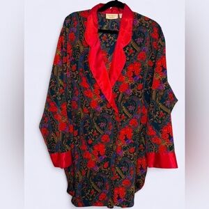 Victoria's Secret Red and Black Floral Robe Size Large Women’s